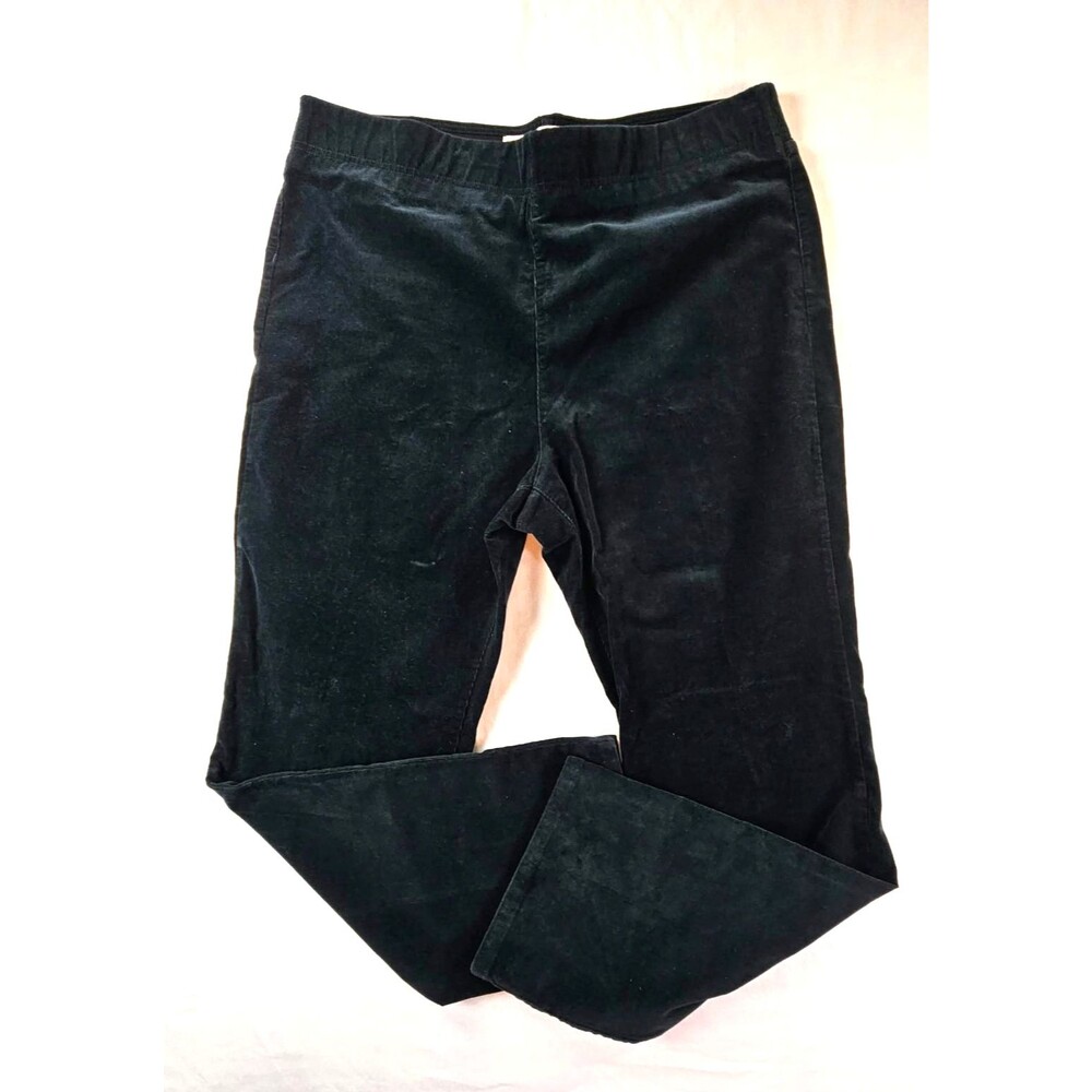 Soft Surroundings Pull On Corduroy Pants Women XL Bootcut Dark Green Hi Rise